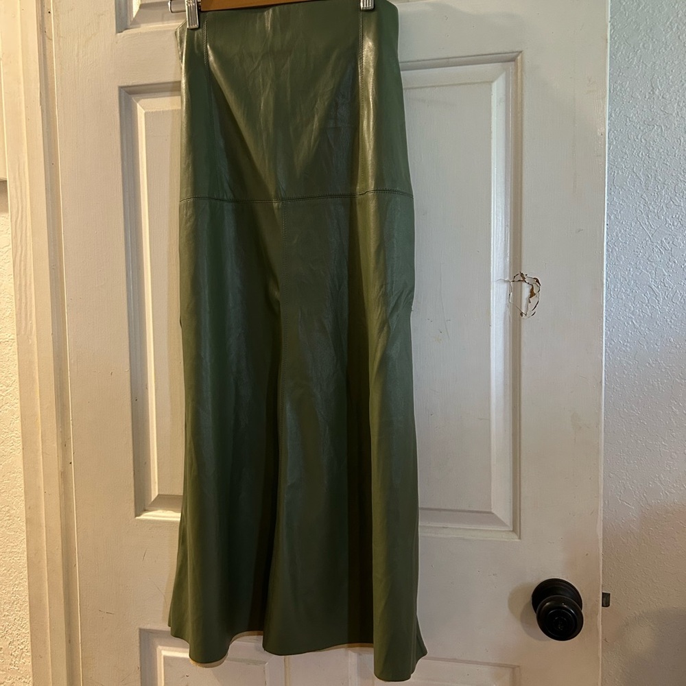 Zara Olive Green Faux Leather Maxi Skirt